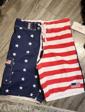 NWT Exist Men's Flag Swim Trucks Sz S